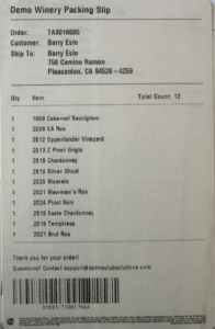Packing slip label